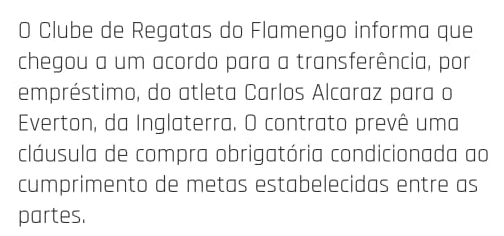 URGENTE | Alcaraz fora do Flamengo: Meia fecha com o Everton