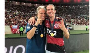 Jorge Jesus e Filipe Luis