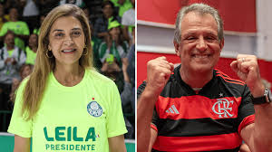 Presidente do Flamengo afirma que entrará na Justiça contra dirigente do Palmeiras 1 Leila x Bap
